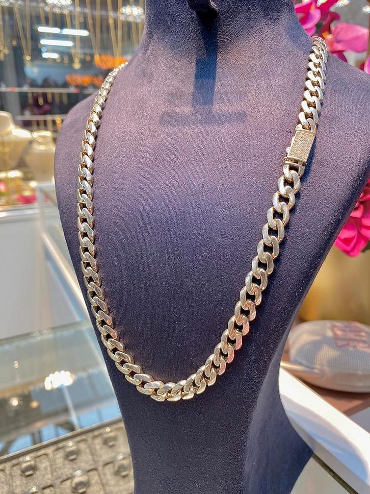 925 Zilveren Cuban Link Ketting, Sieraden, Tassen en Uiterlijk, Kettingen, Nieuw, Zilver, Zilver, Met edelsteen, Verstelbaar, Ophalen of Verzenden