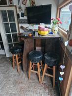 Grote sta tafel, Huis en Inrichting, Barren, Ophalen of Verzenden, Gebruikt, Inclusief barstoelen
