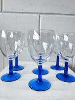 Wijnglazen blauw voet vintage wijnglas blauw wijnglazen, Ophalen of Verzenden, Gebruikt, Overige typen