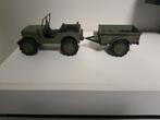 nieuwe replica willy jeep met trailer en rijdend, Ophalen of Verzenden, Landmacht, Nederland, Miniatuur of Beeldje