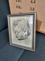 Vintage Tekening van een Kind in Lijst, Antiek en Kunst, Ophalen of Verzenden