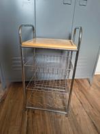 Mooie metalen keuken trolley met houten blad! Wijnrek, rek., Huis en Inrichting, Gebruikt, Onbekend, Onbekend, 25 tot 50 cm