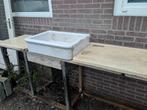terrazzo keukenblad met losse gootsteen, Ophalen, Gebruikt, Zwart, Minder dan 100 cm