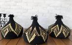 Prachtige Marokkaanse berber bohemian pom pom zeegras manden, Ophalen of Verzenden, Nieuw, Rond, Riet