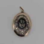 Gouden medaillon 14k met emaille, Ophalen of Verzenden, Zo goed als nieuw, Bloem of Plant, Goud