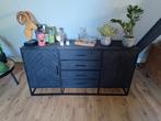 Zwart Mangohout Dressoir 165 cm., Ophalen, 150 tot 200 cm, Zo goed als nieuw, Industrieel