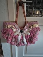 Ibiza Rieten Tas Roze met Pailletten en Kant, Sieraden, Tassen en Uiterlijk, Tassen | Damestassen, Ophalen of Verzenden, Zo goed als nieuw
