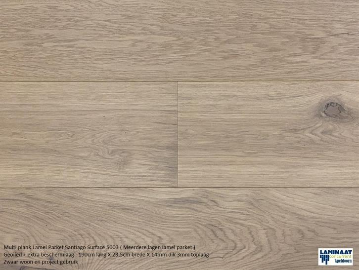 Duo Plank Lamel Parket Geolied Santiago Surface 23,5cm, Huis en Inrichting, Stoffering | Vloerbedekking, Nieuw, Parket, Beige