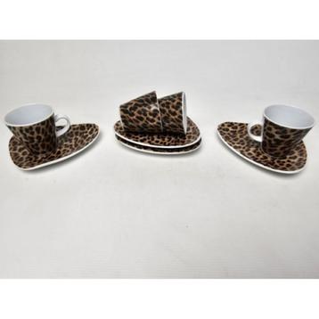 # Bruin zwarte tijger print espresso kop en schotel 4 stuks beschikbaar voor biedingen