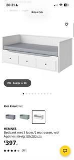 Bedbank ikea Hemnes, Ophalen, Gebruikt, 90 cm, Wit