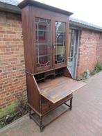 antieke eiken kast, 2 laden, secretaire en vitrinekast, Antiek en Kunst, Antiek | Meubels | Kasten, Ophalen