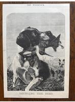 Antieke Gravure: Jachthond met Houtsnip, Ophalen of Verzenden