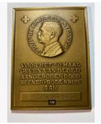 Plaquette Rode Kruis Brons 60 x Bloed, 8 x 6 cm, Ophalen of Verzenden, Overige materialen