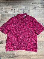 H&M fuschia blouse tijgerprint, H&M, Verzenden, Zo goed als nieuw, Roze