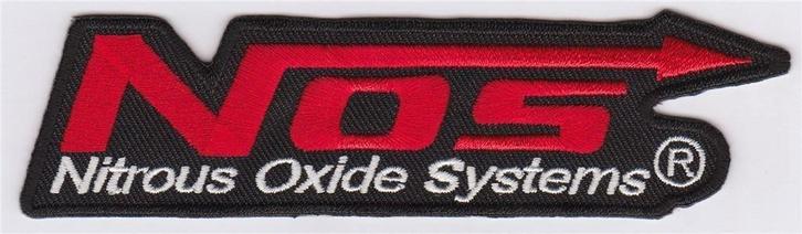 NOS Nitrous Oxide Systems stoffen opstrijk patch embleem #1, Motoren, Accessoires | Stickers, Ophalen of Verzenden