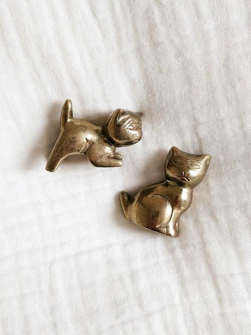 Vintage messing katten sculpturen, Antiek en Kunst, Antiek | Koper en Brons, Ophalen of Verzenden