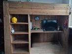 Stijgerhouten Hoogslaper 80×200 met Kast en Bureau, Kinderen en Baby's, Kinderkamer | Stapelbedden en Hoogslapers, Ophalen, Zo goed als nieuw