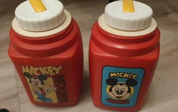 Mickey Mouse waterflessen uit de jaren 80! Zeldzaam! beschikbaar voor biedingen