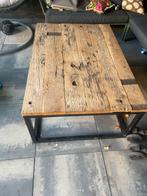 Robuuste houten tafel met metalen frame, Antiek en Kunst, Ophalen