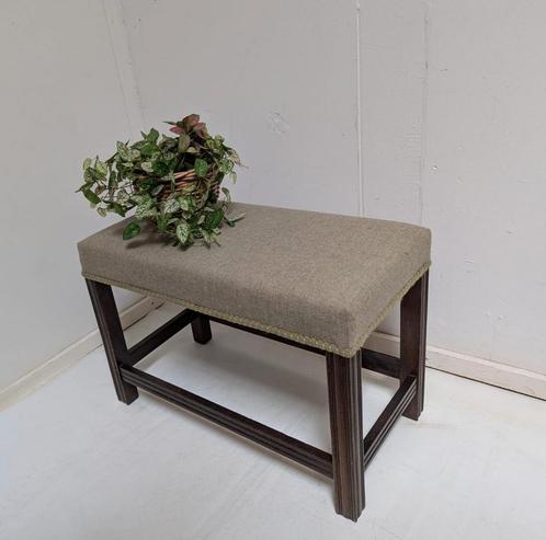 Vintage kruk olijfgroen bankje, Huis en Inrichting, Krukjes, Zo goed als nieuw, Hout, Ophalen