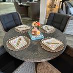 Wicker Tuinset – Ø120 cm – 4 stoelen — ZGAN / TWV: €1.350,-, Tuin en Terras, Tuinsets en Loungesets, Verzenden, ., Zo goed als nieuw