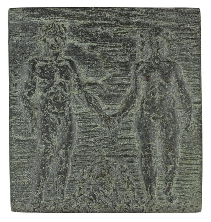 Adri van Rooijen - Reliëf, 1985 : Man en Vrouw | Erasmus, Postzegels en Munten, Penningen en Medailles, Brons, Nederland, Verzenden