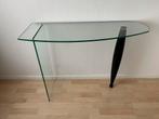 Glazen Sidetable met Zwarte Poot (NOTK), Huis en Inrichting, Tafels | Sidetables, Ophalen, 50 tot 100 cm, Overige vormen, 25 tot 50 cm