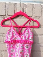 Badpak roze met bloemen en ruches mt. 122/128, Ophalen, Meisje, Badpak, Maat 128