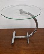 vintage bijzettafeltje chroom en glazen blad, Ophalen, Huis en Inrichting