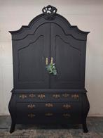 Antieke gereystijlde kabinet  kast zwart, Ophalen of Verzenden