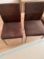 3 bruin suède stoeltjes met ijzeren poten, Huis en Inrichting, Stoelen, Overige materialen, Drie, Gebruikt, Bruin