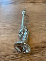Oude Antieke Vintage Kerstbal Trompet Zilver Kleur Glas, Ophalen of Verzenden, Nieuw
