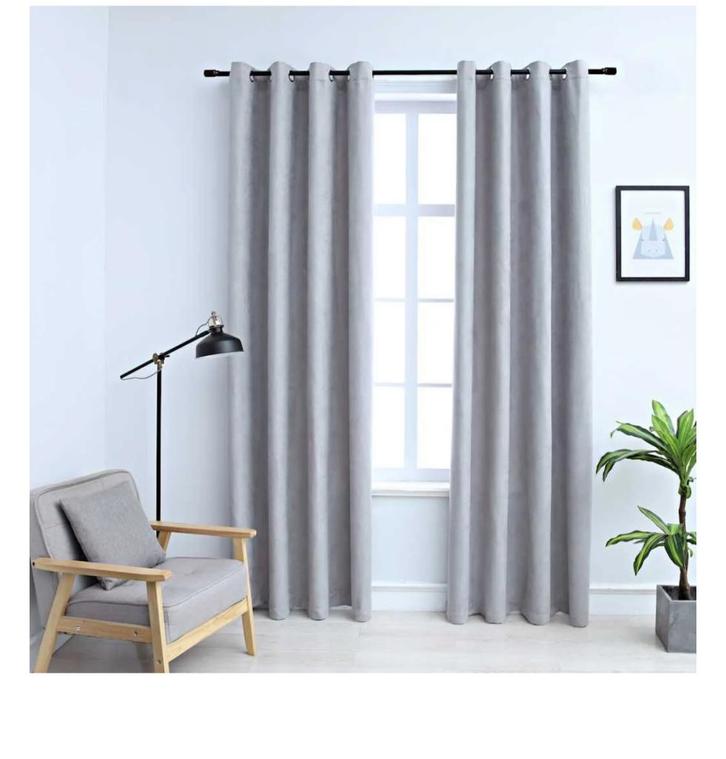 Gordijn verduisterend met metalen ringen 2 st 140x245 cm, Huis en Inrichting, Stoffering | Gordijnen en Lamellen, Nieuw, 200 cm of meer