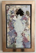 Schilderij van abstracte Chinese vrouw - ingelijst, Ophalen