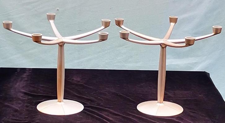 2 Zeldzame Marcel Wanders Lucy 5Armige Kandelaars(Champagne), Huis en Inrichting, Woonaccessoires | Kandelaars en Kaarsen, Gebruikt