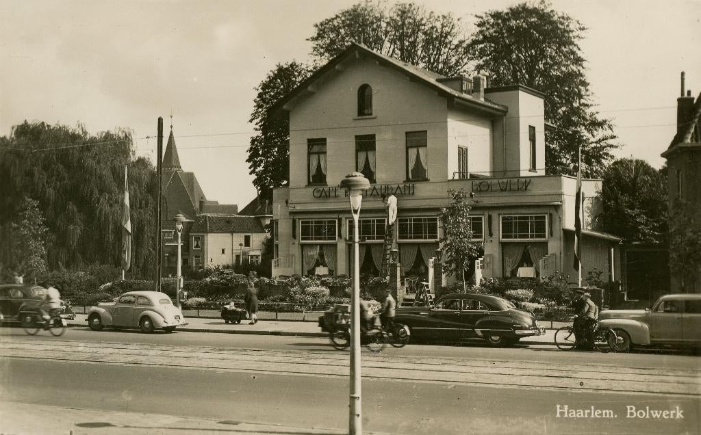 Oude Fotokaart Haarlem  Café Restaurant Bolwerk, Verzenden, 1940 tot 1960, Noord-Holland
