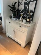 Commode / bar / kastje wit hout met marmeren plaat, Huis en Inrichting, Ophalen, 100 tot 150 cm, Zo goed als nieuw, 25 tot 50 cm