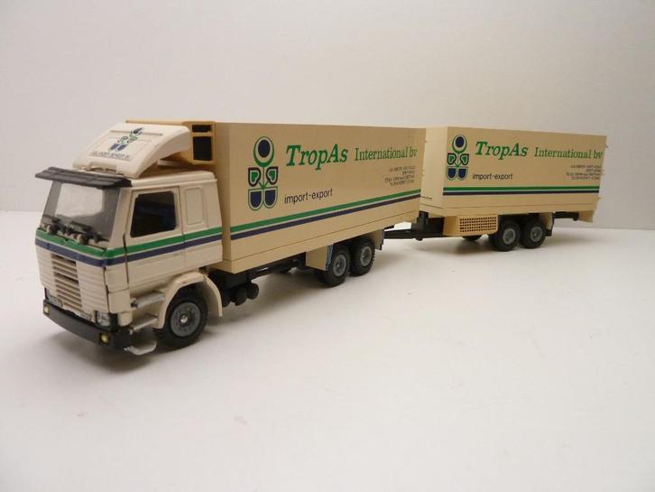 Scania 142-V8  '' Tropas b.v. ''  Tekno, Hobby en Vrije tijd, Modelauto's | 1:50, Gebruikt, Bus of Vrachtwagen, Tekno, Ophalen of Verzenden