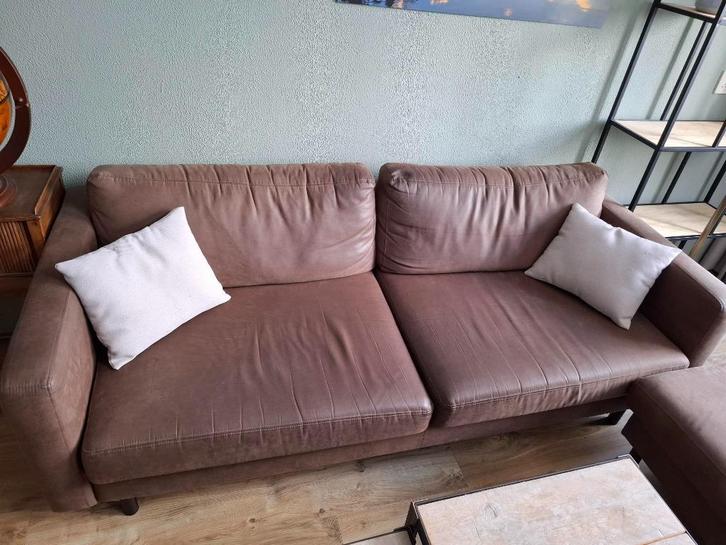 Bank 3 zits met poef van Zitmaxx, Huis en Inrichting, Banken | Bankstellen, Gebruikt, Rechte bank, Driepersoons, 200 tot 250 cm