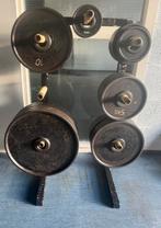 Te koop: standaardrek met div.gewichtschijven, Ophalen, Gebruikt, Benen, Halterschijven