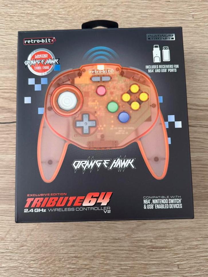 Retro-Bit Tribute 64 Wireless Controller – Orange Hawk, Spelcomputers en Games, Spelcomputers | Nintendo Consoles | Accessoires