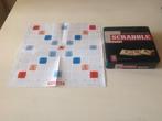 Koektrommel Scrabble inclusief bord, zonder chocolade, Ophalen of Verzenden, Zo goed als nieuw, Aluminium, Pot, Bus of Blik