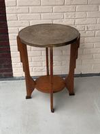 Art Deco eiken bijzettafel koperen blad Amsterdamse School, Antiek en Kunst, Ophalen