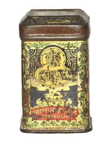 Monsterblikje cacao Kamphuysen Zaandijk cocoa sample tin beschikbaar voor biedingen