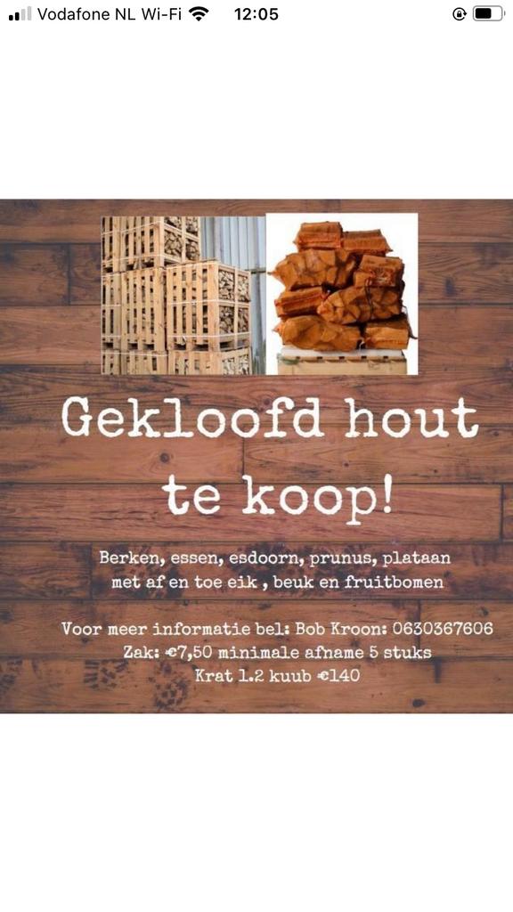 Gekloofd Haardhout te Koop, Tuin en Terras, Haardhout, Minder dan 3 m³, Ophalen of Verzenden, Overige houtsoorten, Blokken