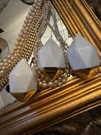 3 kerstornamenten geometrische kerstballen/goud/wit, Ophalen of Verzenden, Gebruikt