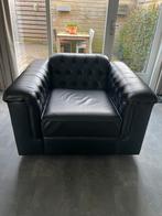 Fauteuil chesterfield look echt kwaliteits leer, Huis en Inrichting, Fauteuils, Ophalen, Zo goed als nieuw
