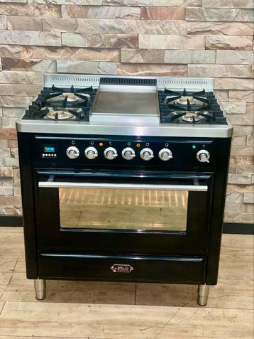 Luxe Boretti zwart hoogglans Fornuis Incl. Afzuigkap 90 cm beschikbaar voor biedingen