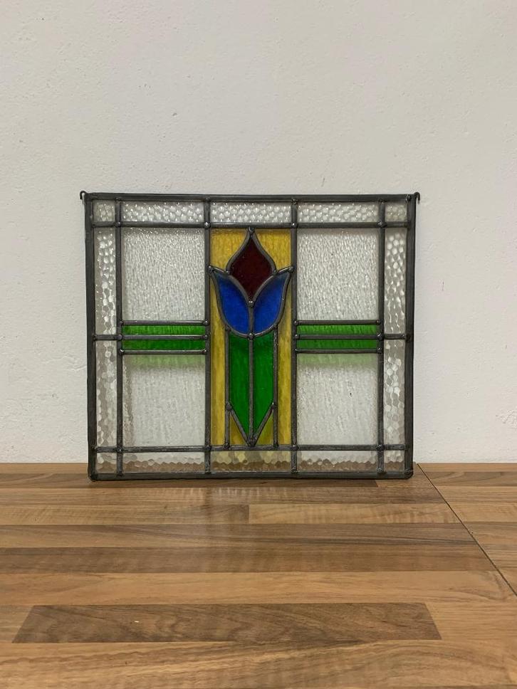 Glas in lood | tulp, Antiek en Kunst, Antiek | Glas en Kristal, Ophalen of Verzenden