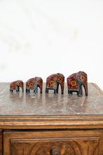 Vintage houten olifantjes set handbeschilderd, Antiek en Kunst, Ophalen of Verzenden